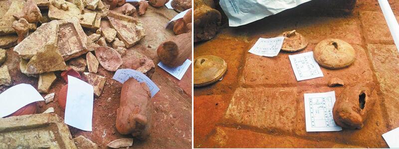 墓底出土了不少东汉晚期文物